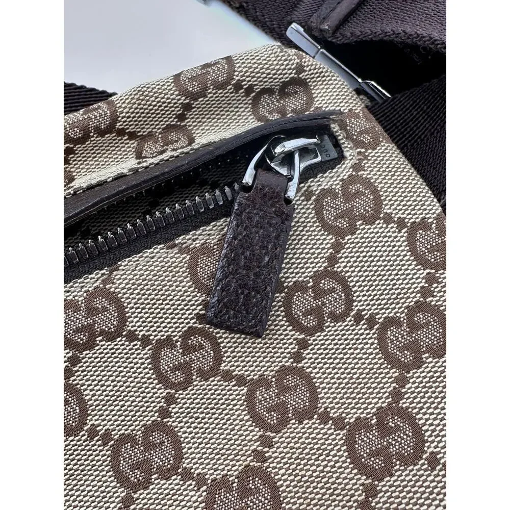 Gucci GG Canvas Belt Bag 28566 Beige Brown Canvas/Leather Made in Italy